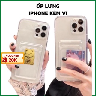 Ốp điện thoại silicon trong suốt kèm ngăn ví đựng thẻ từ X đến 13pro max