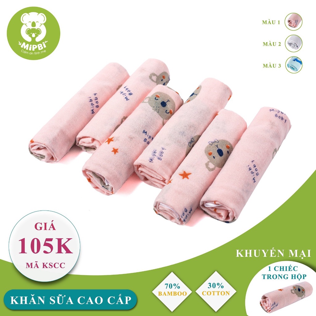 FREESHIP Combo 6c khăn sữa sợi tre Mipbi SIÊU MỀM CAO CẤP KT 30x30cm ẤM ÁP MÙA ĐÔNG, THOÁNG MÁT MÙA HÈ