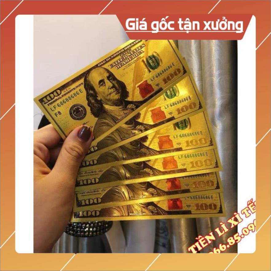 Tờ Tiền 2 USD Mạ Vàng Plastic số seri Lộc Phát 68688686 làm quà lưu niệm, phong thủy