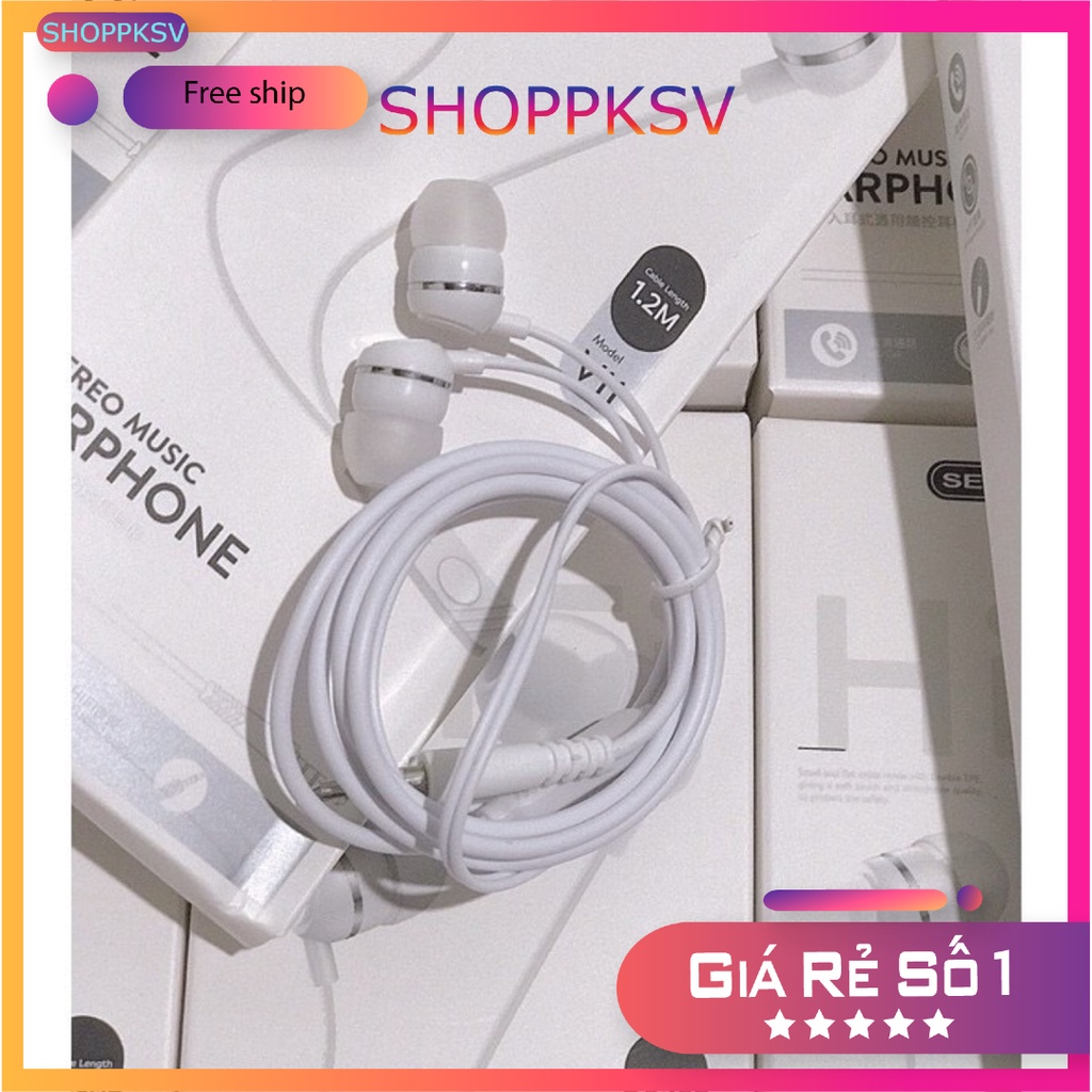 Tai nghe ip sendem chân 3.5 mm V11 tai chống ồn bịt nút cao su.