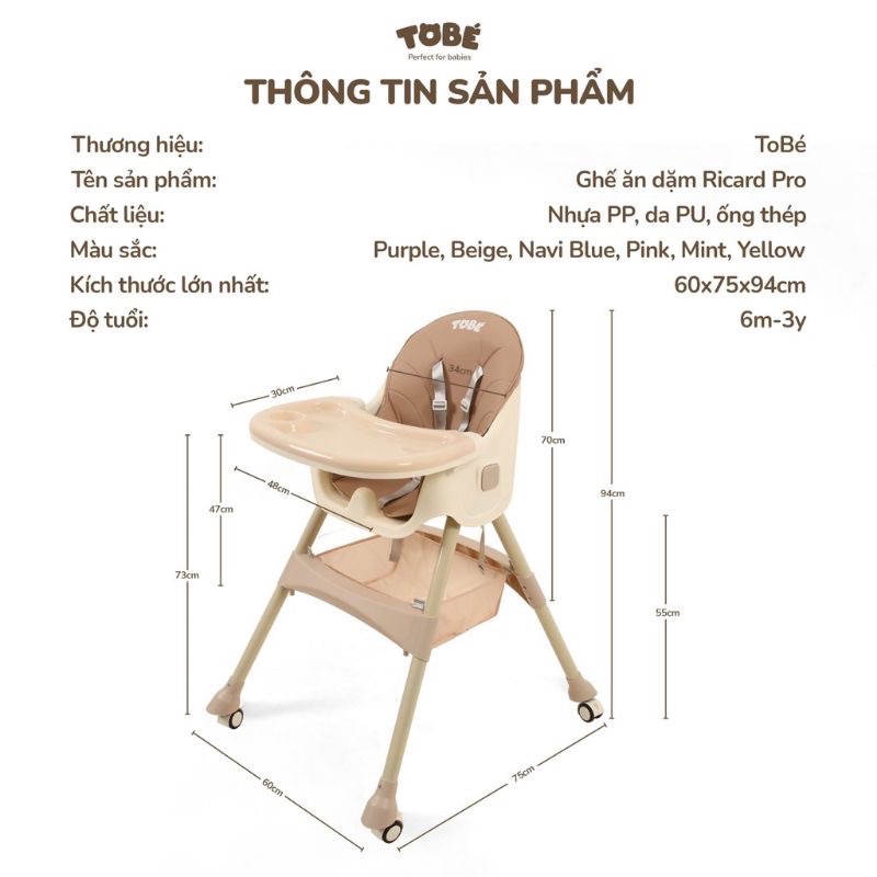 GHẾ CHO BÉ TẬP ĂN RẶM RICARD TOBÉ HÀNG CAO CẤP CHÍNH HÃNG