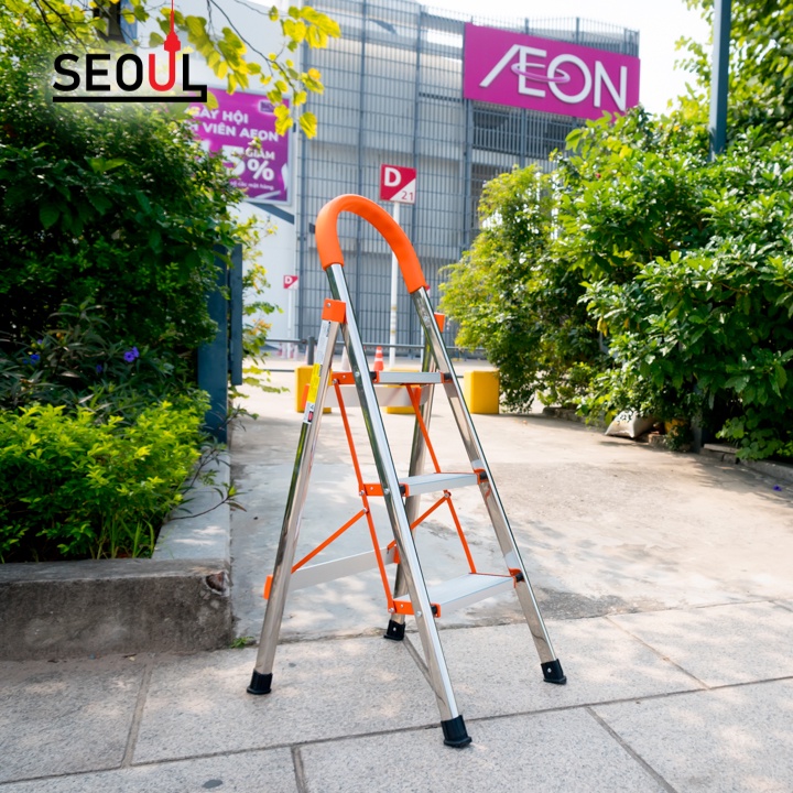 Thang nhôm ghế 3 bậc DAMITA cao cấp inox 304 bảo hành 24 tháng