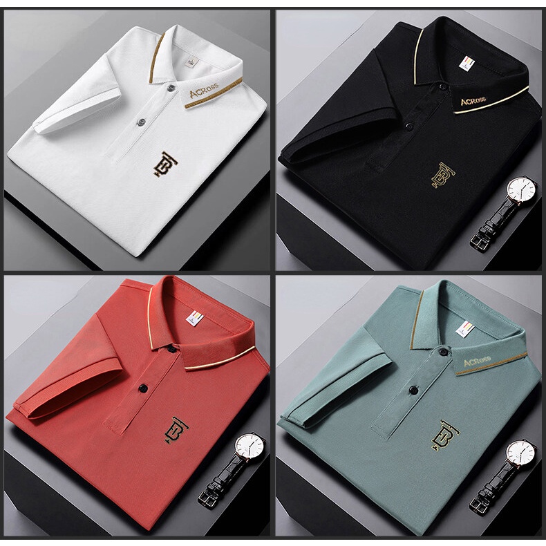 [Ready Stock] POLO Mùa hè T-shirt. Người đàn ông POLO áo cộc tay kinh doanh lớn thước M -5XL thêu thùa nhàn hạ POLO áo khoác thể