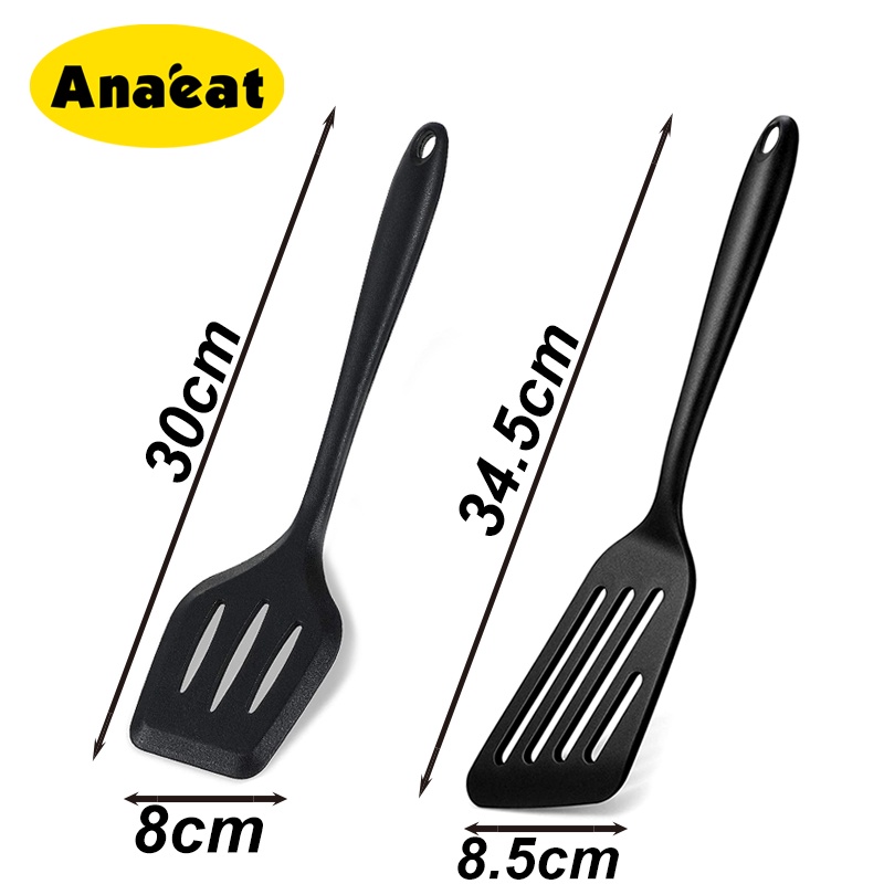 Bộ 2 Xẻng Nấu Ăn Anaeat Chất Liệu Silicon Cấp Thực Phẩm Có Rãnh Chống Dính Và Chịu Được Nhiệt Độ Cao