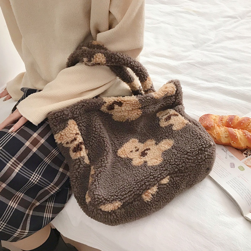 Túi Đeo Chéo Bằng Vải Lông Cừu Nhân Tạo Mềm Mại Ấm Áp