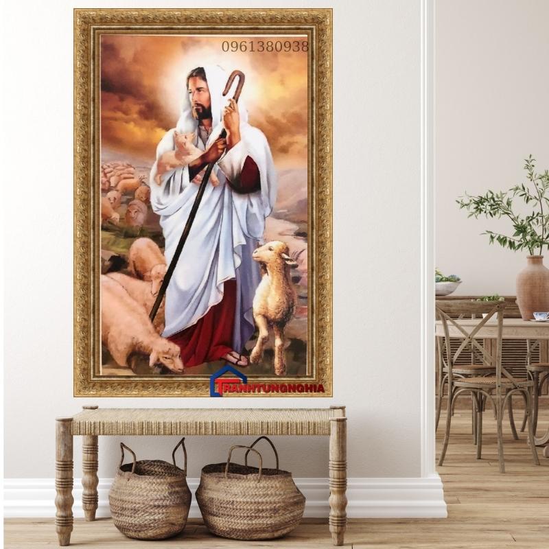 Tranh thêu chữ thập chúa chăn chiên 40cm x 60cm