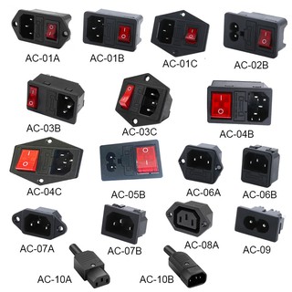 3 pin iec320 c14 c15 ổ cắm điện led 250v rocker switch đồng 10a cầu chì nữ đầu vào đầu cắm pin kết nối gắn máy tính