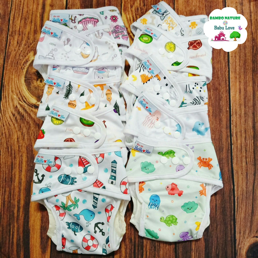 COMBO 5 BỘ BỈM VẢI CHỐNG HĂM BAMBO NATURE BABU LOVE (GỒM 5 QUẦN 10 LÓT) SIZE M, L