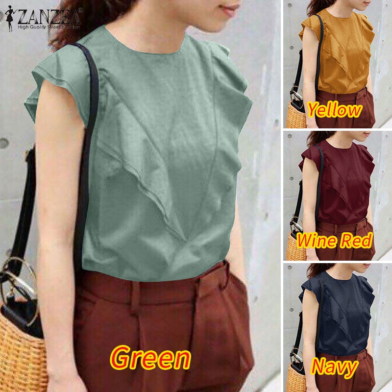 Áo ZANZEA không tay cổ tròn thời trang quyến rũ cho nữ