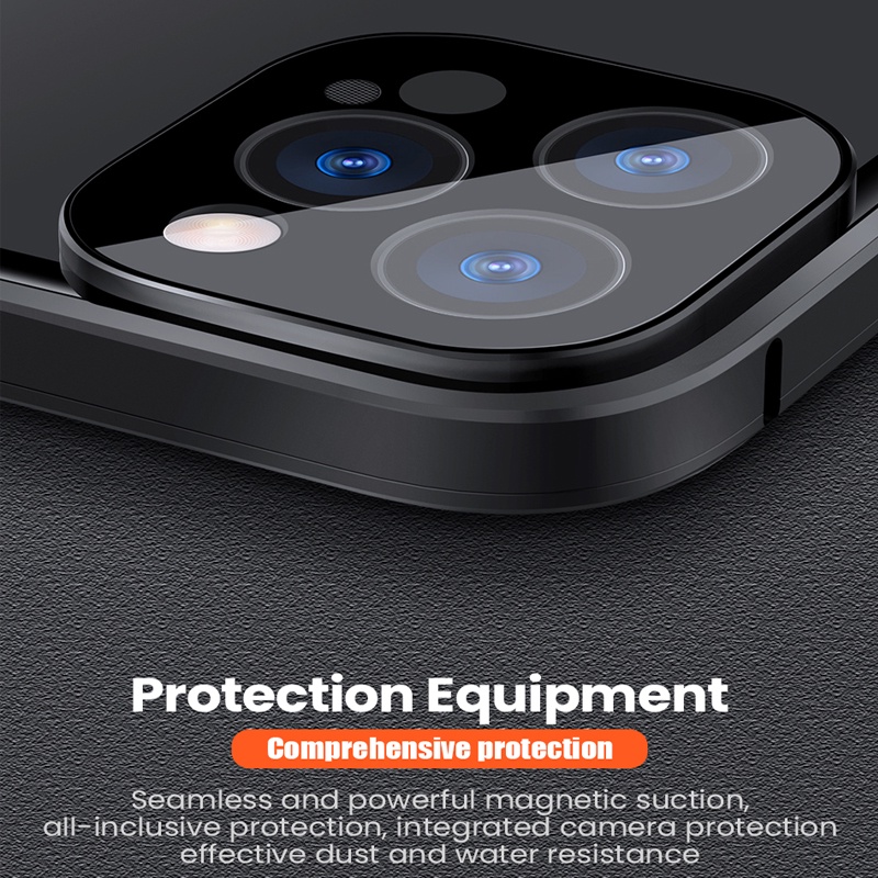 Ốp điện thoại viền kim loại từ tính hai mặt bảo vệ Camera cho iPhone 13 12 11 Pro Max 13 12 Mini