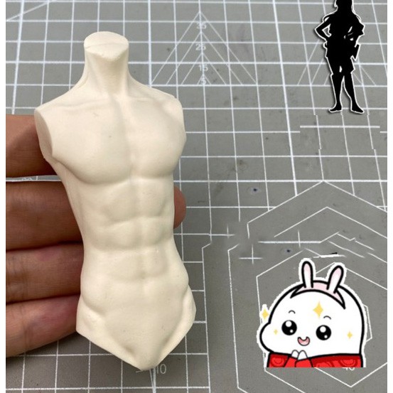 Khuôn Búp bê nam cao 15-23 cm silicone trong dẻo hai mặt nặn tượng đất sét búp bê nam