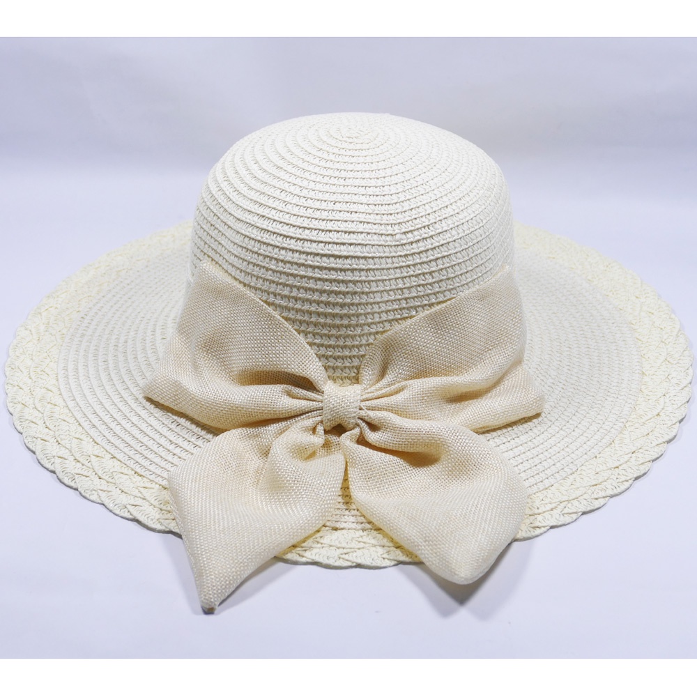 Mũ cói NƠ TO vành rộng 10 cm, vòng đầu 57 cm - chất liệu vải cói đẹp thích hợp cho chị em phụ nữ