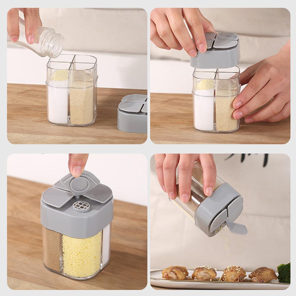 Hũ Đựng Gia Vị Bằng Nhựa Trong Suốt 4 Trong 1 O7W2