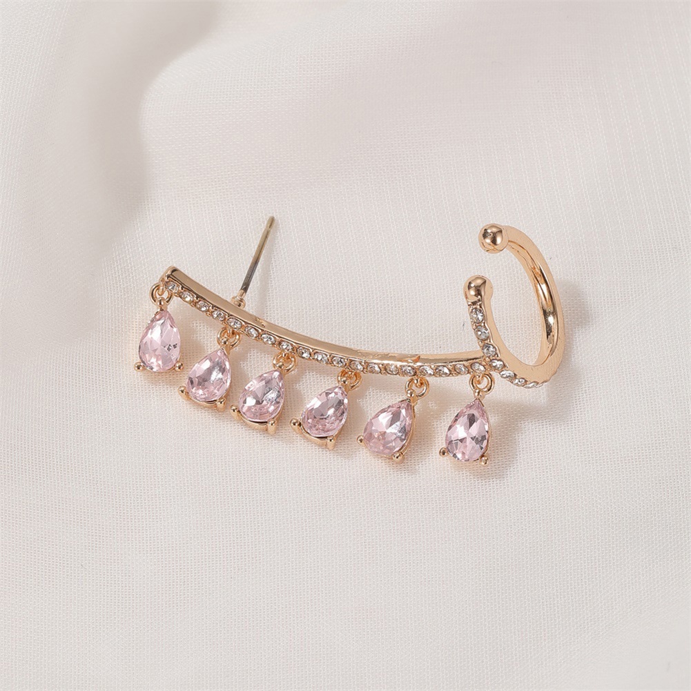1 Khuyên Kẹp Vành Tai Đính Đá Zircon Hình Giọt Nước Thời Trang