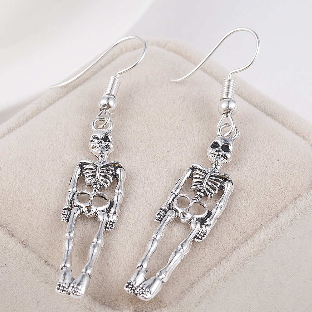 Halloween Vintage Skeleton Skull Dangle Earrings for Women Jewelry Party Gifts