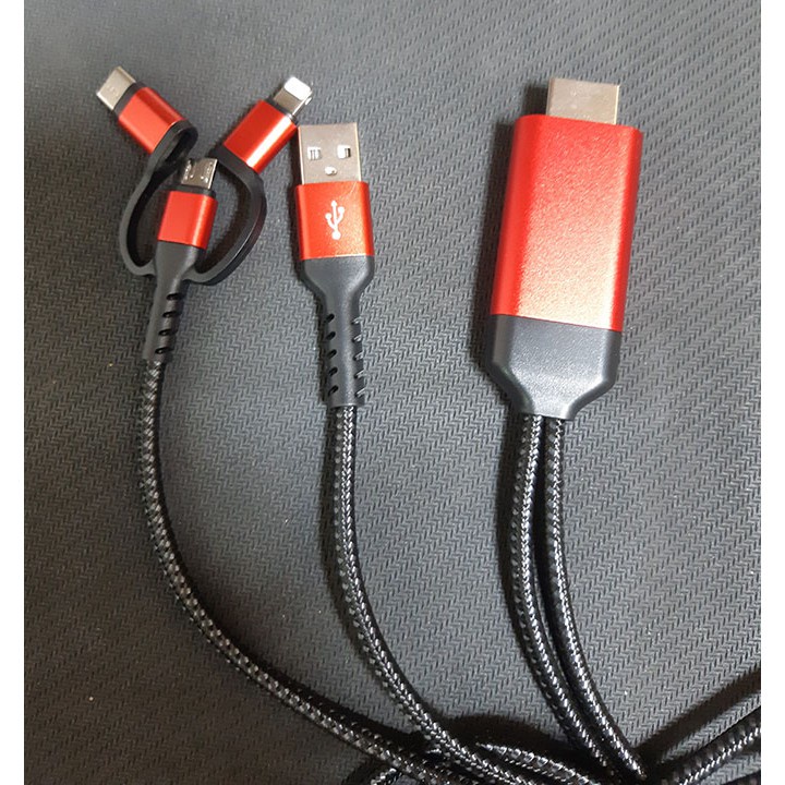 Cáp MHL 3 trong 1 ra HDMI cho iPhone/ iPad/ Samsung/ LG/ Huawei - dài 1m8