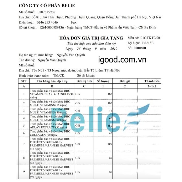 Viên uống D.HC Rau Củ Quả Tổng hợp Premium 60 Ngày (240v/gói) | Thế Giới Skin Care