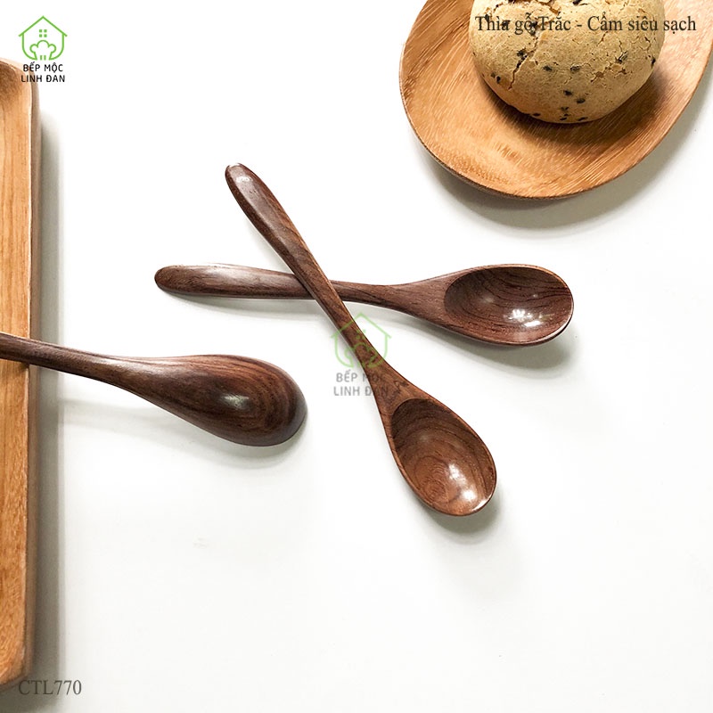Muỗng Cà Phê Gỗ Trắc, Cẩm Tự Nhiên HAHANCO  Size Mini 13cm