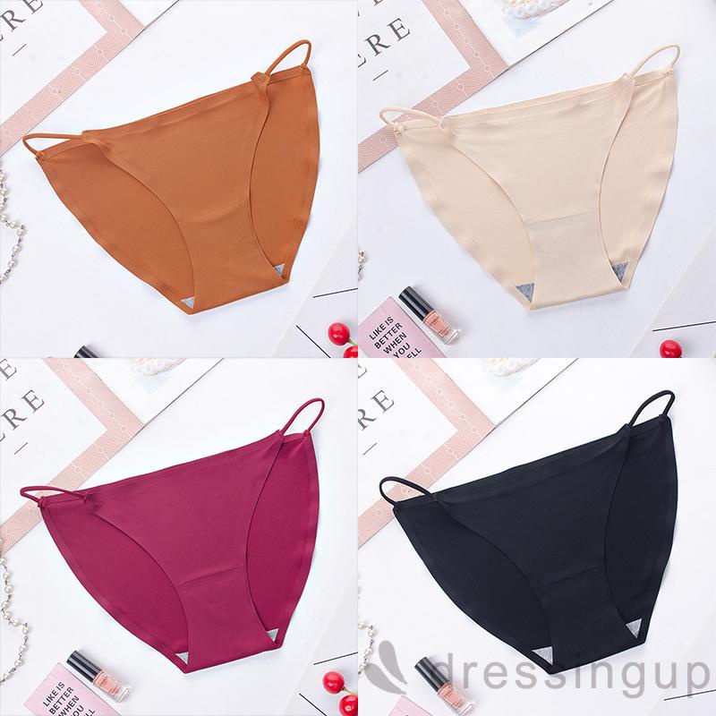 Quần Lót Lưng Thấp Siêu Mỏng Không Đường May Màu Trơn Thời Trang Cho Nữ