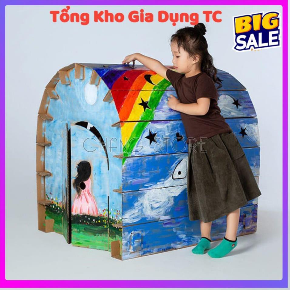 Nhà lắp ghép thông minh cho bé nhà bìa carton cho bé chắc chắn dày dặn chịu lực tốt