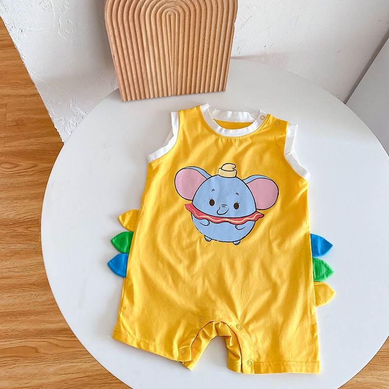 Áo liền quần sát nách họa tiết hoạt hình phong cách Hàn Quốc thời trang mùa hè cho bé gái