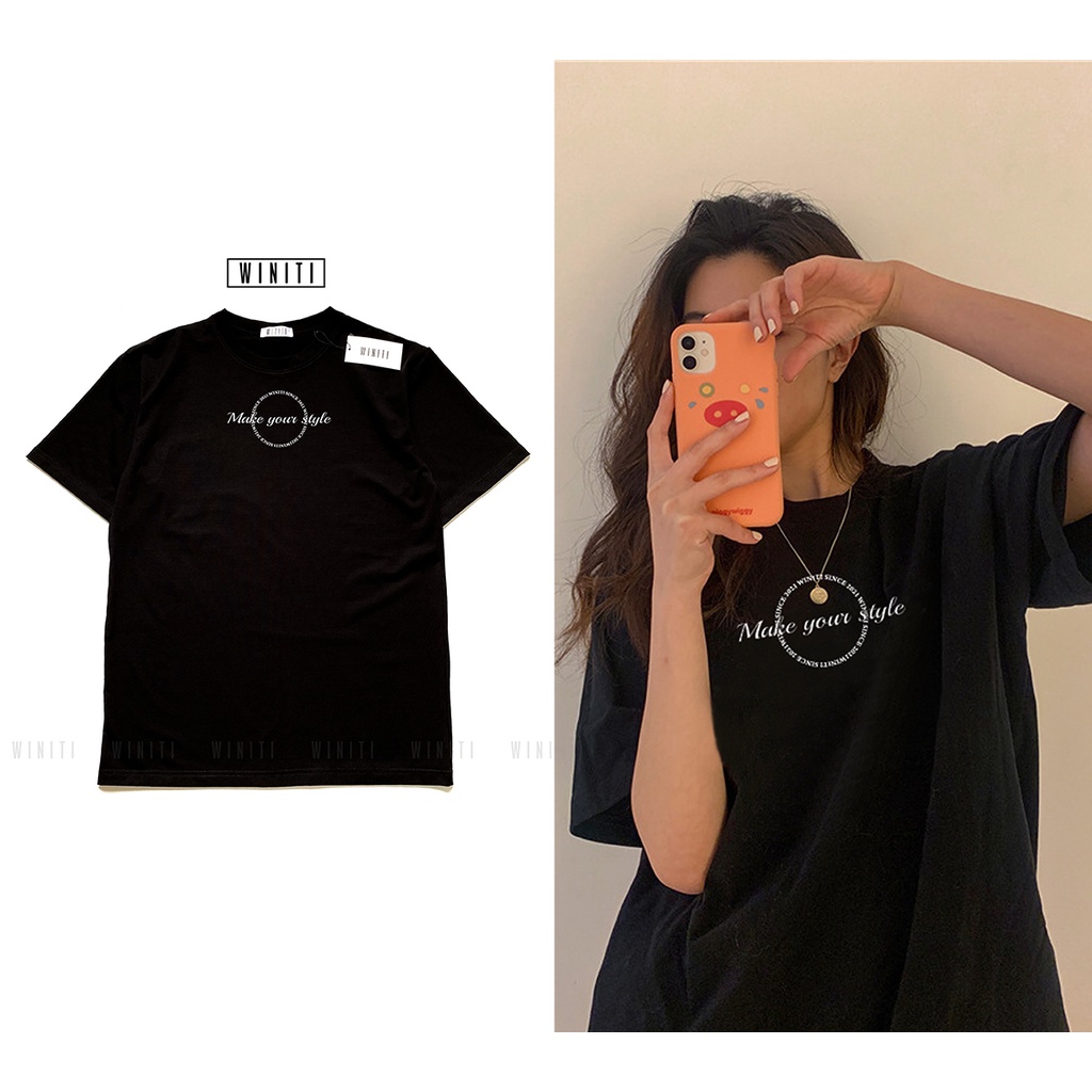 Áo thun unisex phông nam nữ basic form suông rộng phong cách Hàn Quốc Make Your Winiti