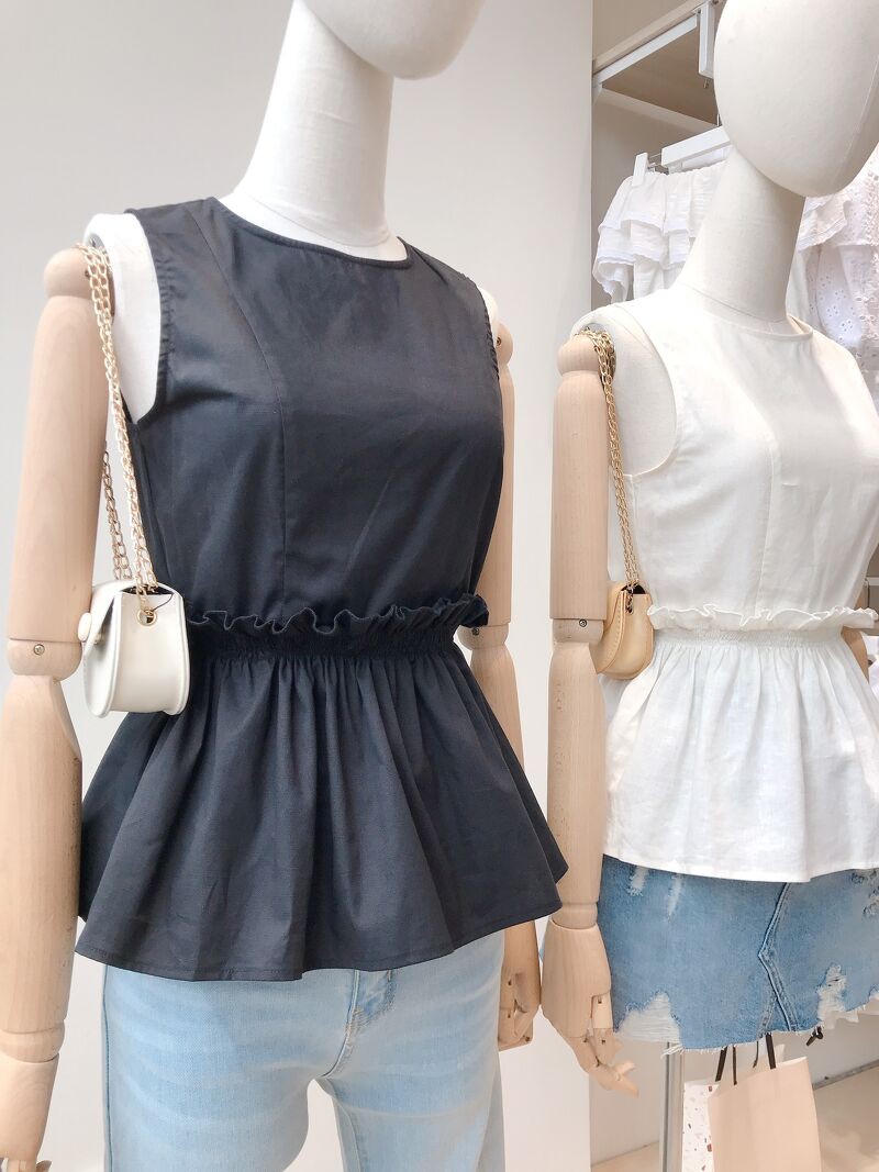 [Mã FATHANG5 giảm 10K đơn 50K] Áo kiểu MIEU sát nách peplum bèo - HMR06 (Đen)