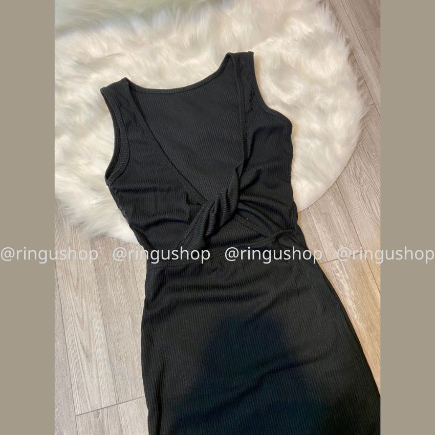 Đầm body xoắn ngực from ngắn xẻ tà chất thun gân mặc được 2 kiểu- Ringu shop