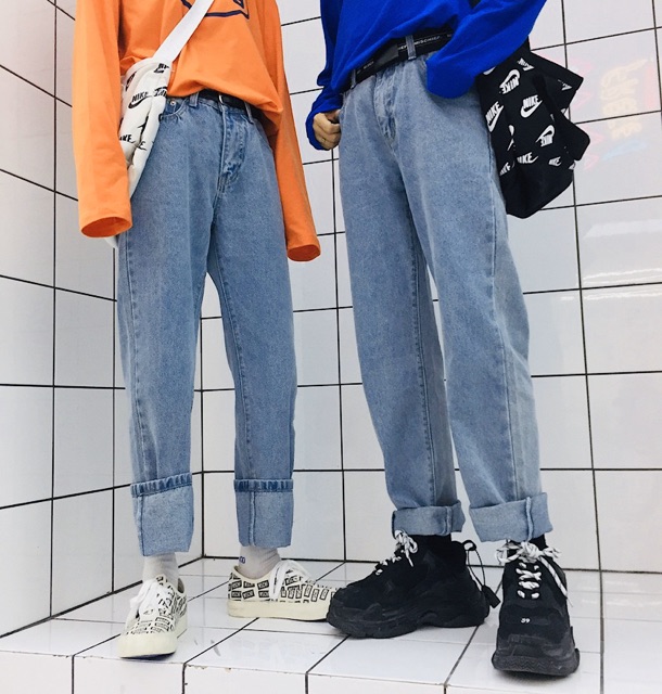 QUẦN BAGGY JEANS TRƠN ỐNG RỘNG UNISEX