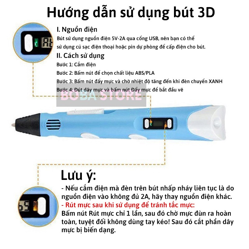 [Mã LIFETOYS1 giảm 30K đơn 99K] Bút vẽ 3D tạo mô hình 3 chiều độc đáo, in hình 3D nhiều màu sắc cho bé thỏa sức sáng tạo