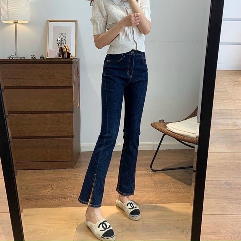 Jeans loe xẻ ống