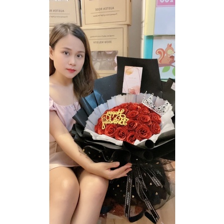 [Ảnh Thật] Bó hoa nhũ 32 bông cao cấp. Tặng kèm thiệp + chữ HPBD nhũ. Có Nowship