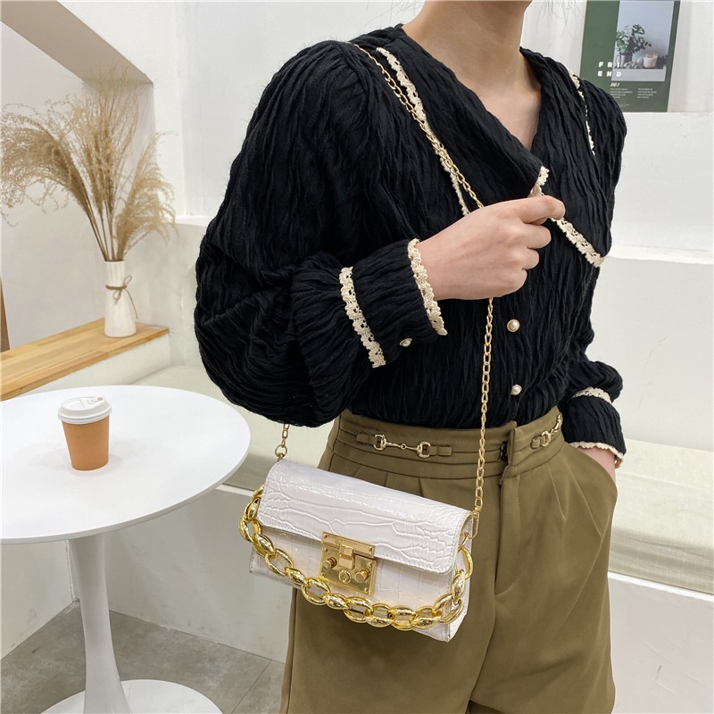 IELGY Túi Đeo Vai Hình Vuông Cỡ Nhỏ Phối Dây Xích Thời Trang Cho Nữ