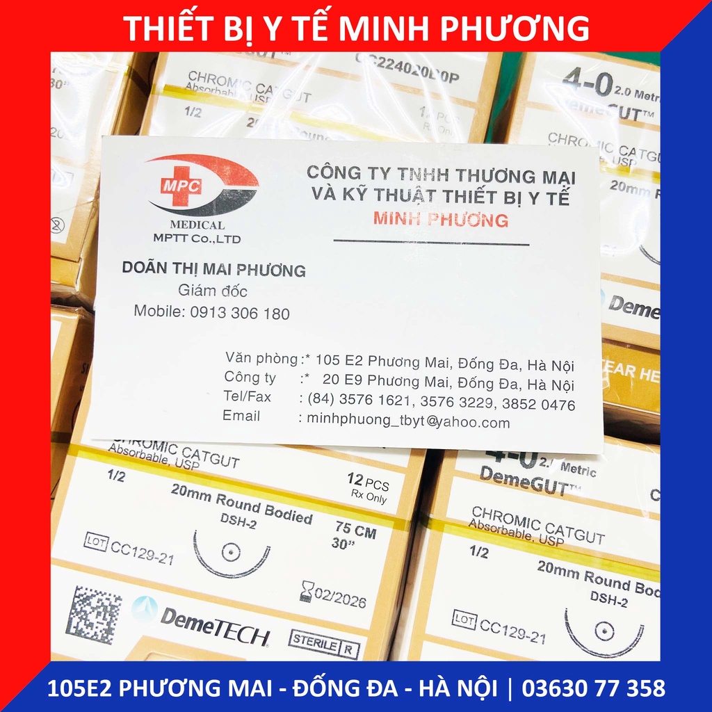 [ĐẠI LÝ PHÂN PHỐI] Bán lẻ chỉ khâu DEMEGUT DEMETECH Catgut Chromic không tiêu dùng trong phẫu thuật số 4/0