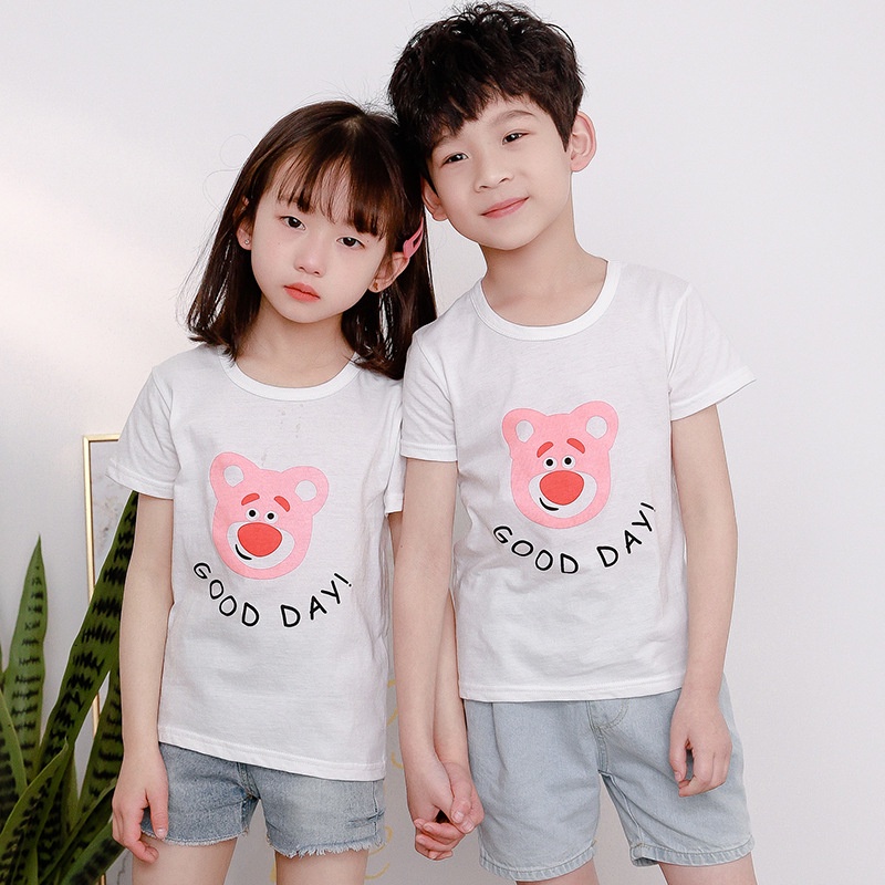 Áo thun cotton tay ngắn in họa tiết đáng yêu cho bé 80-150CM