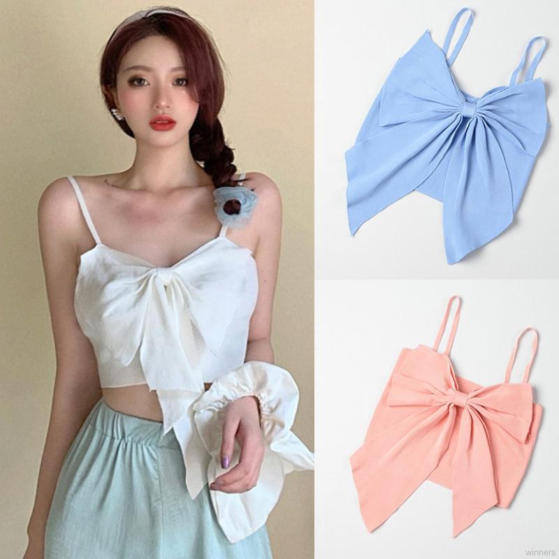Áo Hai Dây Phối Nơ Xinh Xắn Dành Cho Nữ