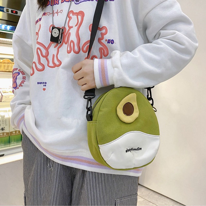 Túi đeo vai IELGY thiết kế lòng đỏ trứng/ bơ hoạt hình màu sắc tương phản phong cách Nhật Bản đáng yêu cho bé gái