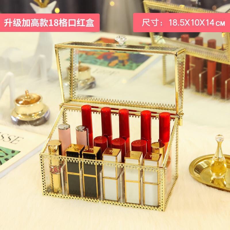 (HÀNG CÓ SẴN) hộp đựng son 18-24-40 ô thuỷ tinh viền gold