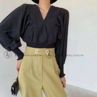 Áo cổ V chun eo hàng QC
