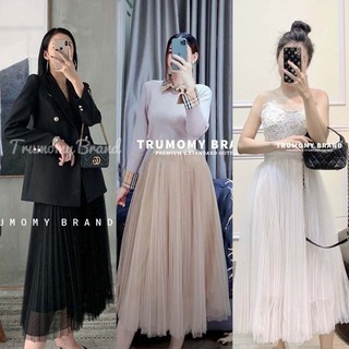 Chân váy voan lưới dài xếp ly hàng cao cấp siêu dày đẹp