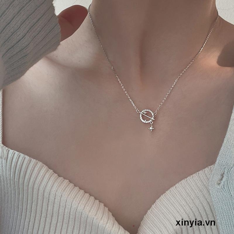 Vòng cổ Mặt Hình Hành Tinh Mặt Trăng Ngôi Sao Pha Lê Thời Trang Cho Nữ