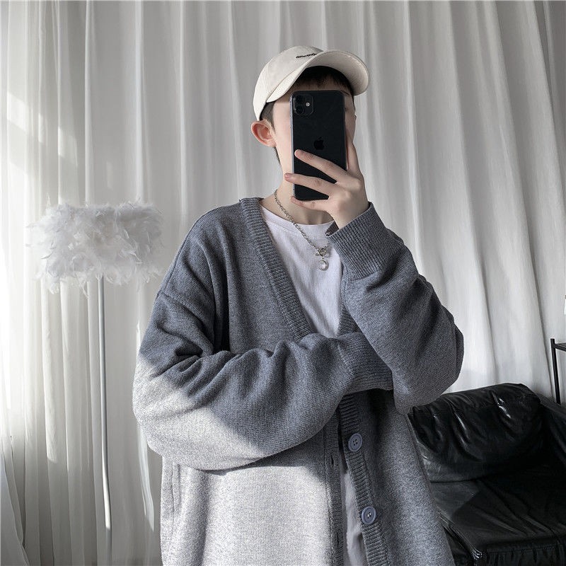 Áo khoác len cardigan màu sắc đơn giản thời trang cho nam