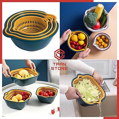 Bộ Rổ Nhựa Kèm Chậu 6 Món Cao Cấp