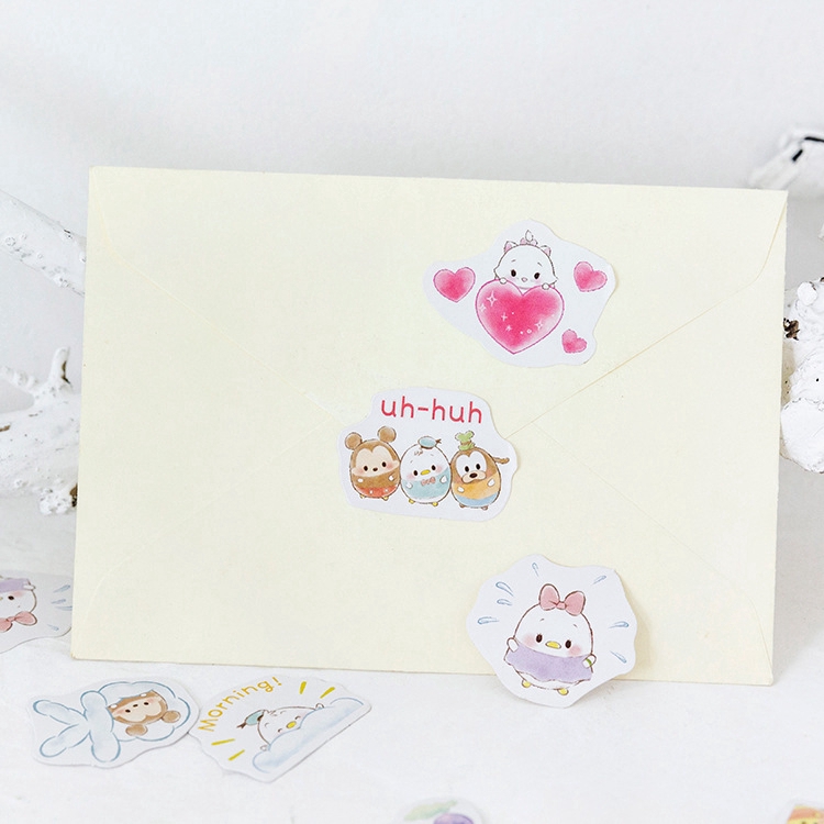 Bộ 45 miếng dán hình động vật dễ thương trang trí phụ kiện văn phòng