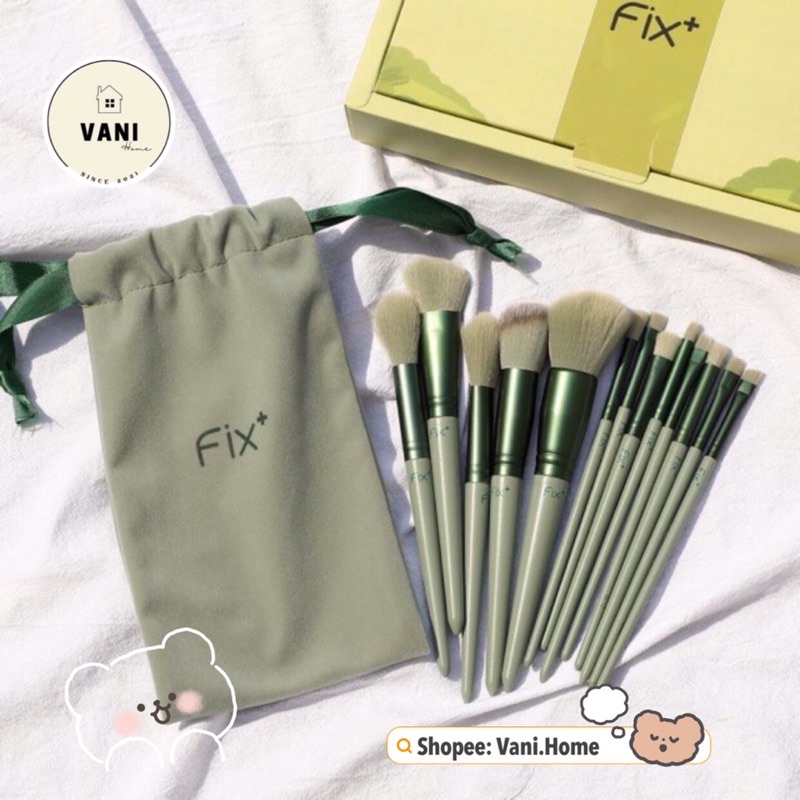 Bộ cọ trang điểm 13 cây FIX+ tặng kèm túi nhung - Bộ cọ makeup đi du lịch 13 món có túi đựng tiện dụng