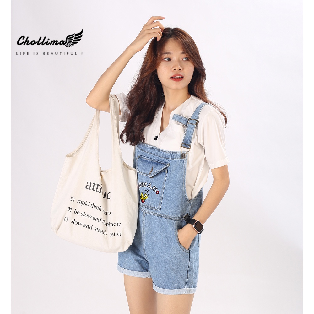 Yếm short jean Chollima thêu cún YJ008