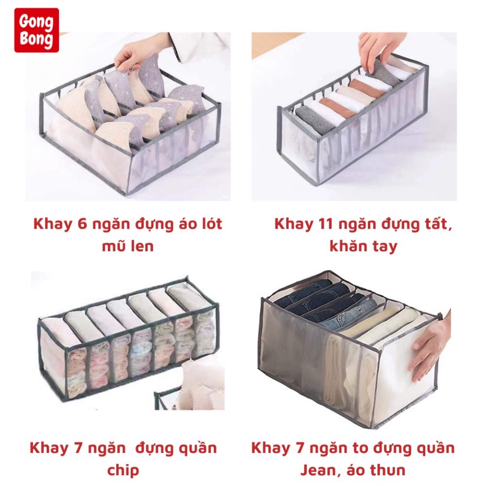 Túi Vải Đựng Quần Áo 7 Ngăn Size Đựng Quần Jean,Khay Vải Đựng Đồ Lót Tất Vớ Tiện Dụng,Túi Sắp Xếp Tủ Quần Áo