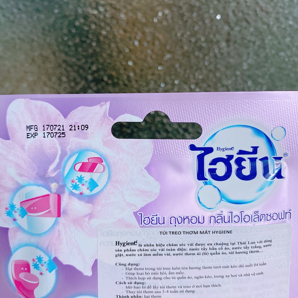 Túi Thơm Hygiene Màu Tím Treo Tủ Quần Ảo Thái Lan Chống Ẩm Khử Mùi Hiệu Quả Violet Soft 8gr