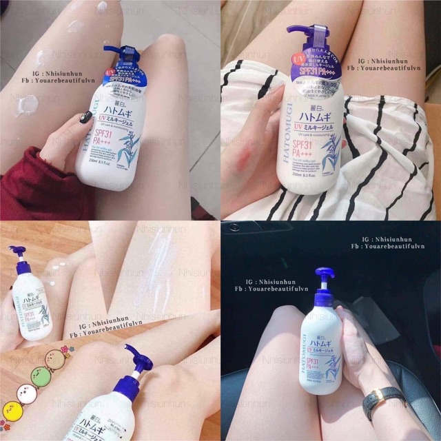 Sữa dưỡng thể trắng da, chống nắng body SPF 31 PA+++  #Hatomugi