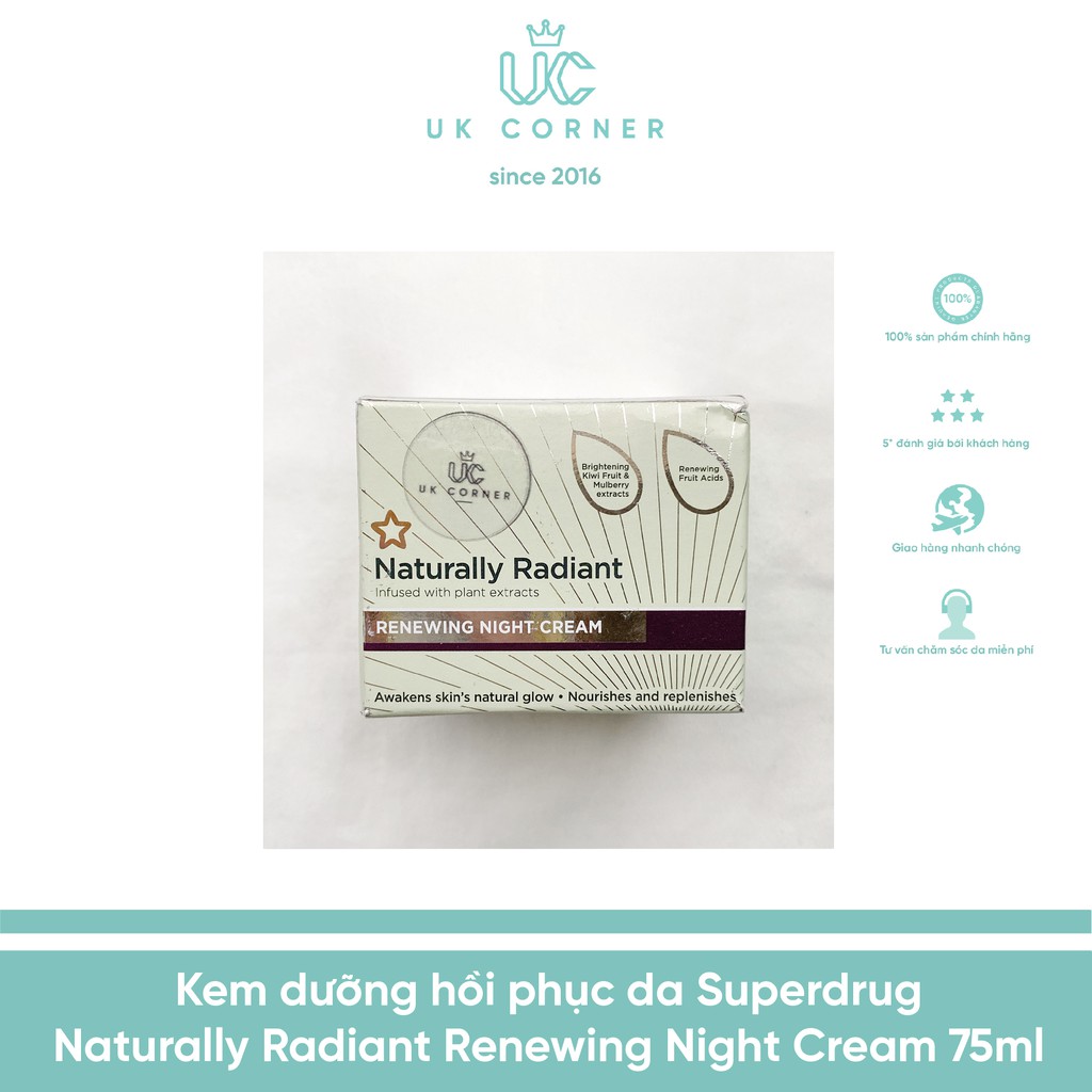 Kem dưỡng hồi phục da Superdrug Naturally Radiant Renewing Night Cream 75ml